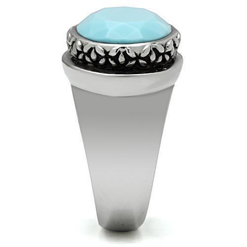 Silver Rings for Women Stainless Steel TK525 with Glass in Sea Blue - Jewelry Store by Erik Rayo