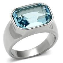 Load image into Gallery viewer, Silver Rings for Women Stainless Steel TK527 with Top Grade Crystal in Sea Blue
