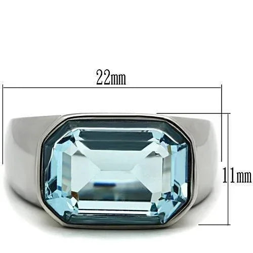 Silver Rings for Women Stainless Steel TK527 with Top Grade Crystal in Sea Blue - Jewelry Store by Erik Rayo