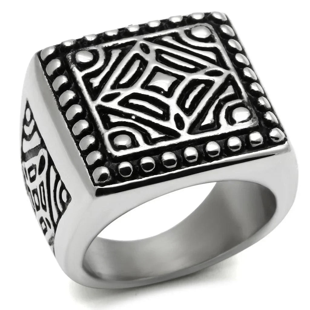 Rings for Men Silver Stainless Steel TK585 with No Stone - Jewelry Store by Erik Rayo