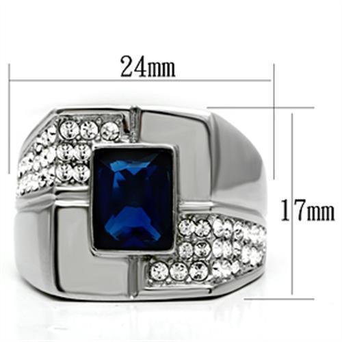 Rings for Men Silver Stainless Steel TK587 with Glass in Montana - Jewelry Store by Erik Rayo