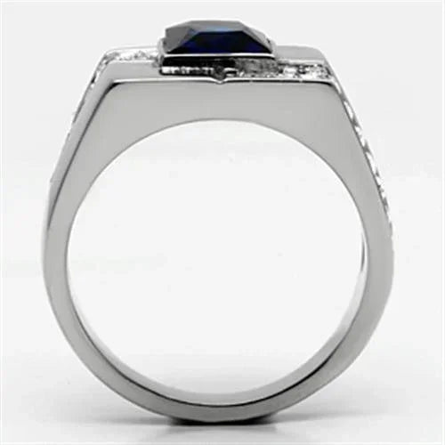 Rings for Men Silver Stainless Steel TK587 with Glass in Montana - Jewelry Store by Erik Rayo