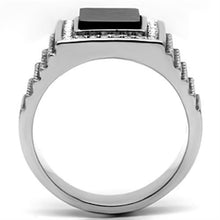 Load image into Gallery viewer, Rings for Men Silver Stainless Steel TK592 with Stone in Jet
