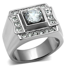 Load image into Gallery viewer, Rings for Men Silver Stainless Steel TK593 with AAA Grade Cubic Zirconia in Clear
