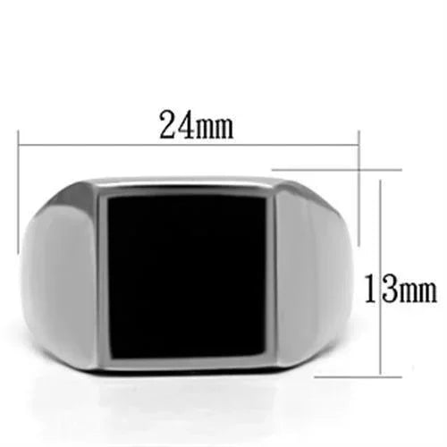 Rings for Men Silver Stainless Steel TK594 with Epoxy in Jet - Jewelry Store by Erik Rayo
