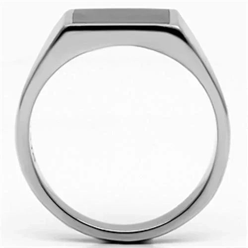 Rings for Men Silver Stainless Steel TK594 with Epoxy in Jet - Jewelry Store by Erik Rayo