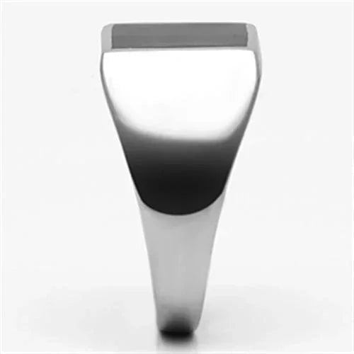 Rings for Men Silver Stainless Steel TK594 with Epoxy in Jet - Jewelry Store by Erik Rayo