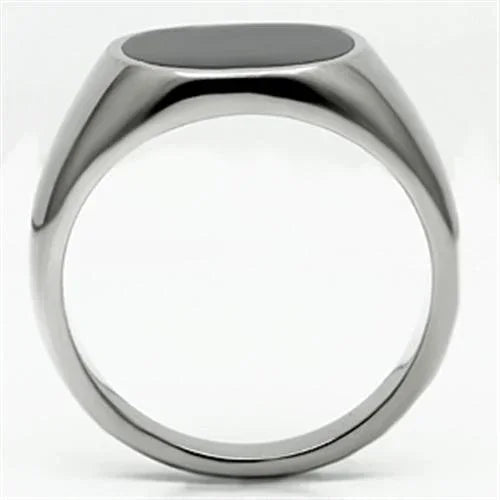 Rings for Men Silver Stainless Steel TK595 with Epoxy in Jet - Jewelry Store by Erik Rayo