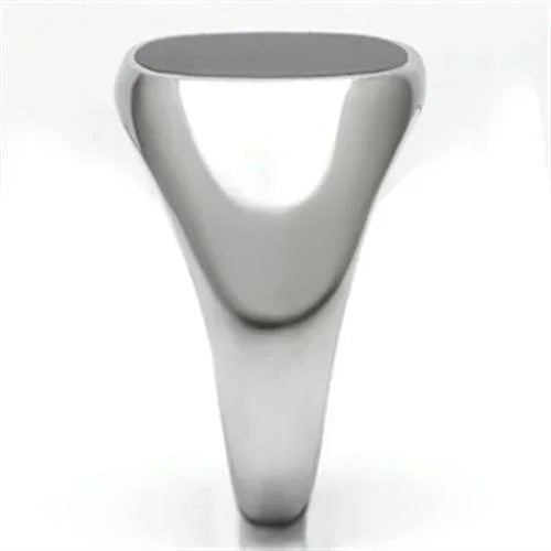 Rings for Men Silver Stainless Steel TK595 with Epoxy in Jet - Jewelry Store by Erik Rayo