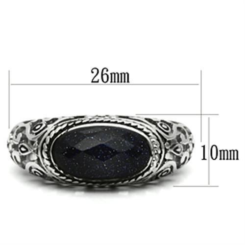 Rings for Men Silver Stainless Steel TK599 with Blue Sand in Montana - Jewelry Store by Erik Rayo