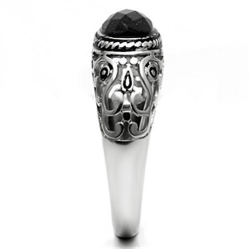 Rings for Men Silver Stainless Steel TK599 with Blue Sand in Montana - Jewelry Store by Erik Rayo