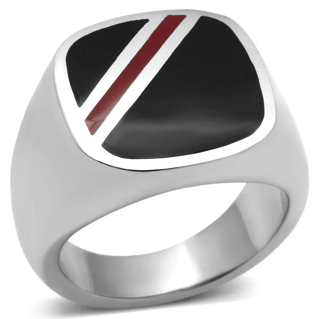 Rings for Men Silver Stainless Steel TK602 with Epoxy in Multi Color - Jewelry Store by Erik Rayo