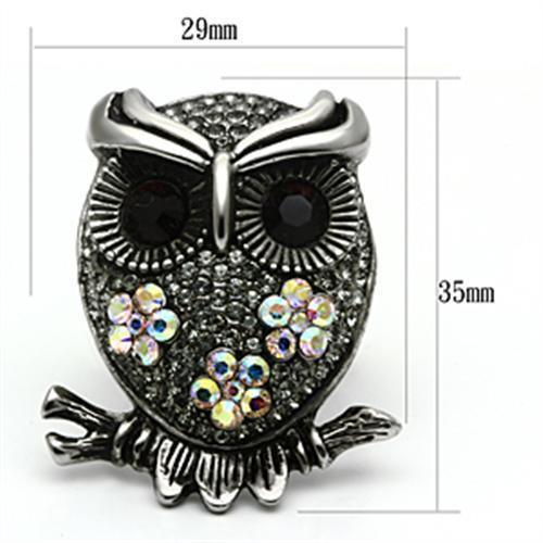 Silver Rings for Women Stainless Steel TK603 with Top Grade Crystal in Smoked Quartz - Jewelry Store by Erik Rayo