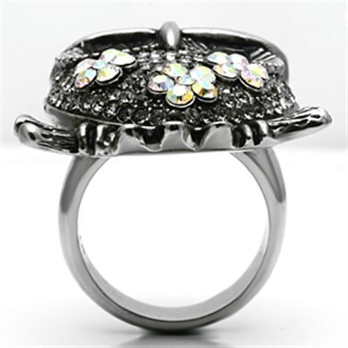 Silver Rings for Women Stainless Steel TK603 with Top Grade Crystal in Smoked Quartz - Jewelry Store by Erik Rayo