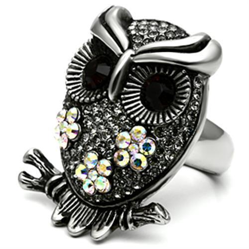 Silver Rings for Women Stainless Steel TK603 with Top Grade Crystal in Smoked Quartz - Jewelry Store by Erik Rayo