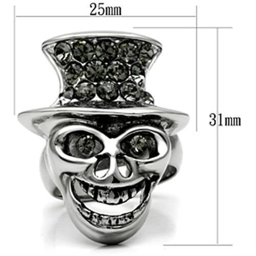 Silver Rings for Women Stainless Steel TK605 with Top Grade Crystal in Black Diamond - Jewelry Store by Erik Rayo