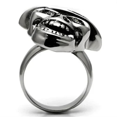 Silver Rings for Women Stainless Steel TK605 with Top Grade Crystal in Black Diamond - Jewelry Store by Erik Rayo