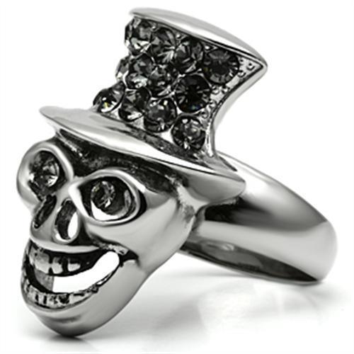 Silver Rings for Women Stainless Steel TK605 with Top Grade Crystal in Black Diamond - Jewelry Store by Erik Rayo