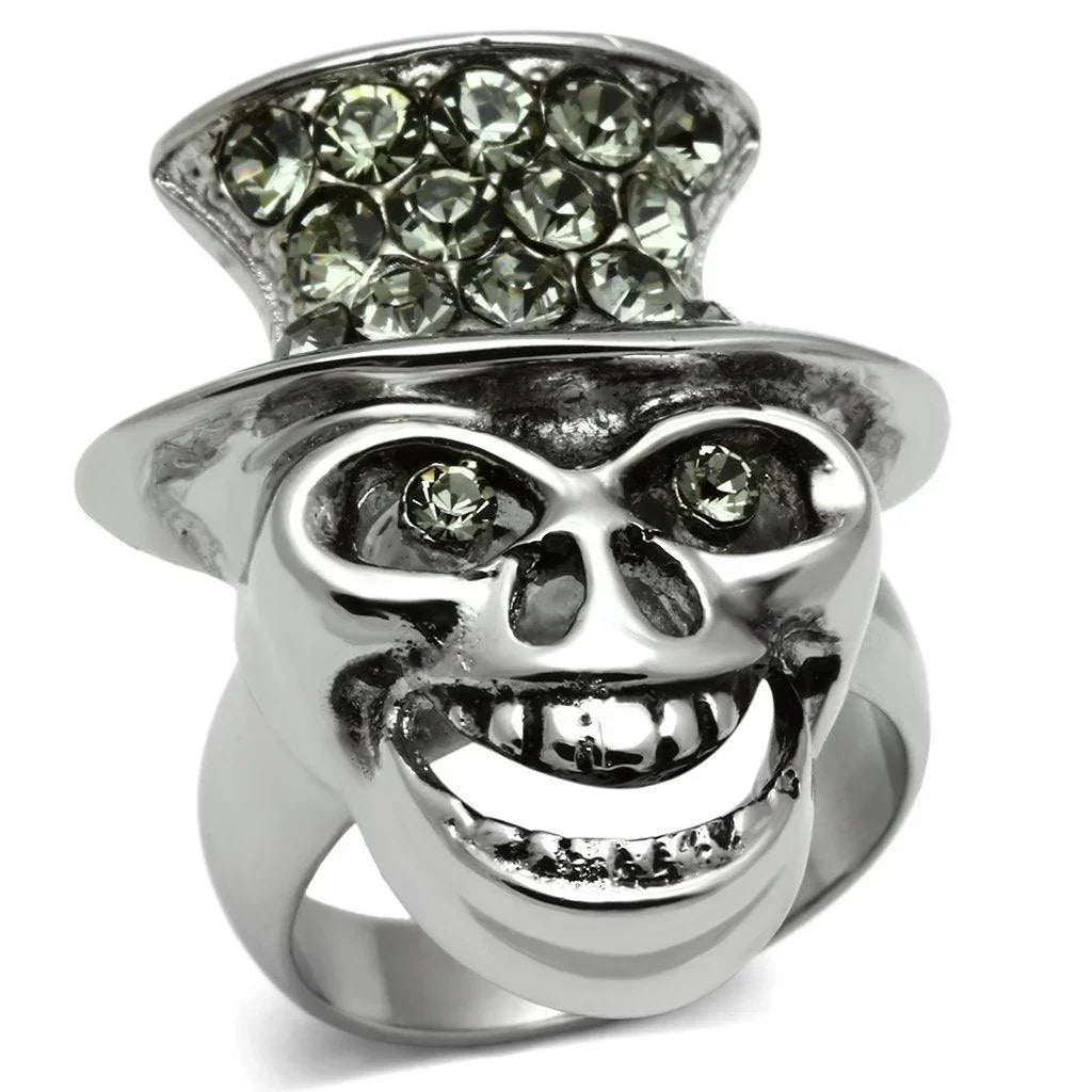 Silver Rings for Women Stainless Steel TK605 with Top Grade Crystal in Black Diamond - Jewelry Store by Erik Rayo
