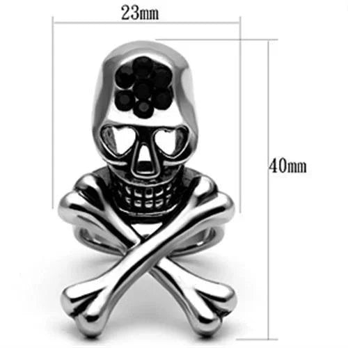 Silver Rings for Women Stainless Steel TK606 with Top Grade Crystal in Jet - Jewelry Store by Erik Rayo