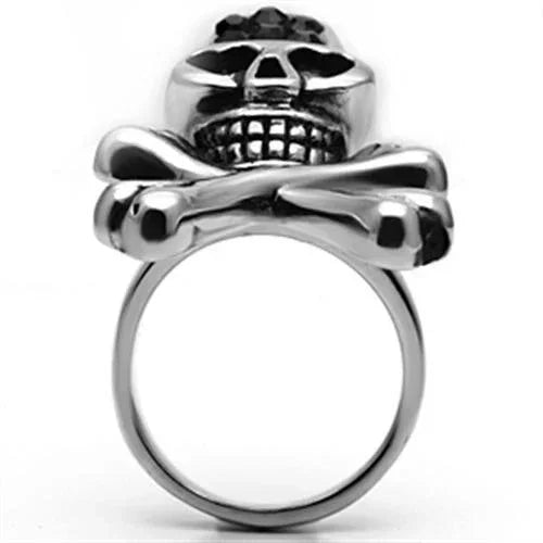 Silver Rings for Women Stainless Steel TK606 with Top Grade Crystal in Jet - Jewelry Store by Erik Rayo