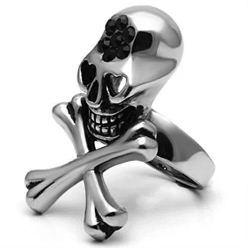 Silver Rings for Women Stainless Steel TK606 with Top Grade Crystal in Jet - Jewelry Store by Erik Rayo