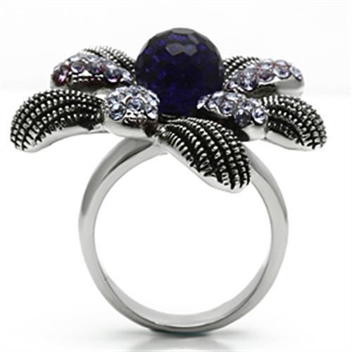 Silver Rings for Women Stainless Steel TK607 with Glass in Amethyst - Jewelry Store by Erik Rayo