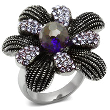 Load image into Gallery viewer, Silver Rings for Women Stainless Steel TK607 with Glass in Amethyst
