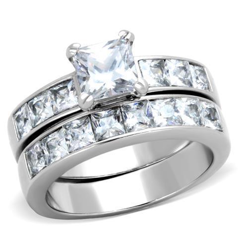 Silver Rings for Women Stainless Steel TK61206 with AAA Grade Cubic Zirconia in Clear - Jewelry Store by Erik Rayo