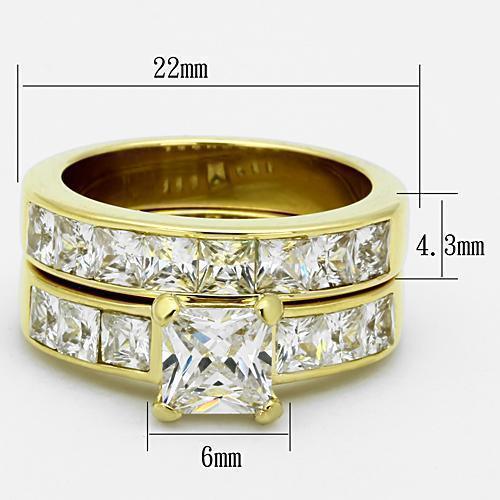 Gold Rings for Women Stainless Steel TK61206G with AAA Grade Cubic Zirconia in Clear - Jewelry Store by Erik Rayo