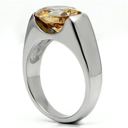 Silver Rings for Women Stainless Steel TK622 with AAA Grade Cubic Zirconia in Champagne - Jewelry Store by Erik Rayo