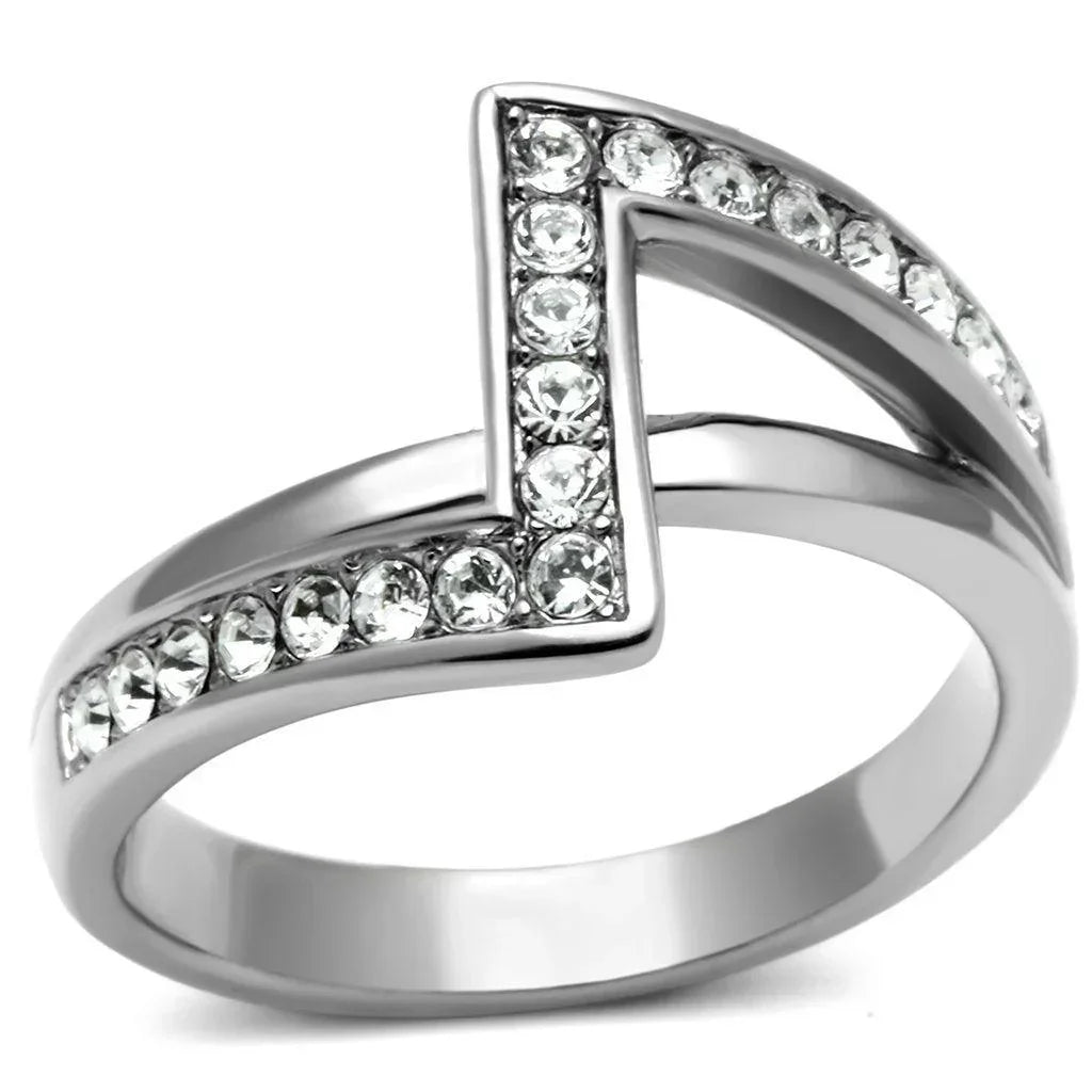 Silver Rings for Women Stainless Steel TK624 with Top Grade Crystal in Clear - Jewelry Store by Erik Rayo