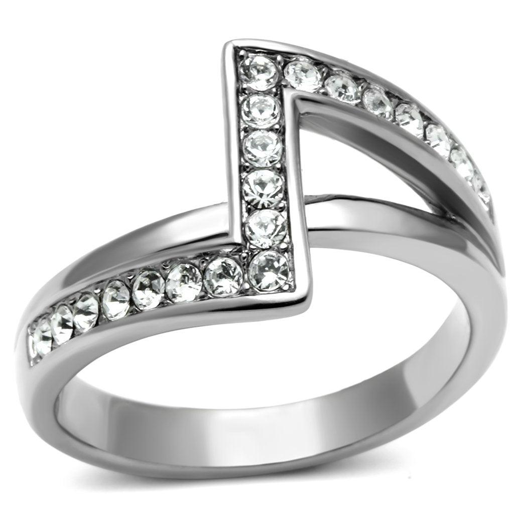 Silver Rings for Women Stainless Steel TK624 with Top Grade Crystal in Clear