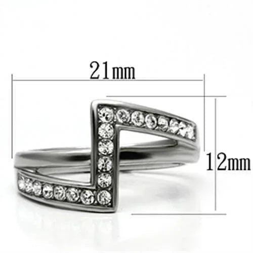 Silver Rings for Women Stainless Steel TK624 with Top Grade Crystal in Clear - Jewelry Store by Erik Rayo