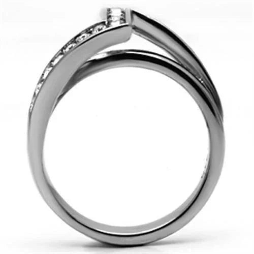 Silver Rings for Women Stainless Steel TK624 with Top Grade Crystal in Clear - Jewelry Store by Erik Rayo