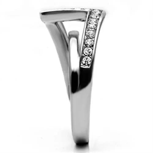 Silver Rings for Women Stainless Steel TK624 with Top Grade Crystal in Clear - Jewelry Store by Erik Rayo