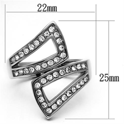 Silver Rings for Women Stainless Steel TK625 with Top Grade Crystal in Clear - Jewelry Store by Erik Rayo