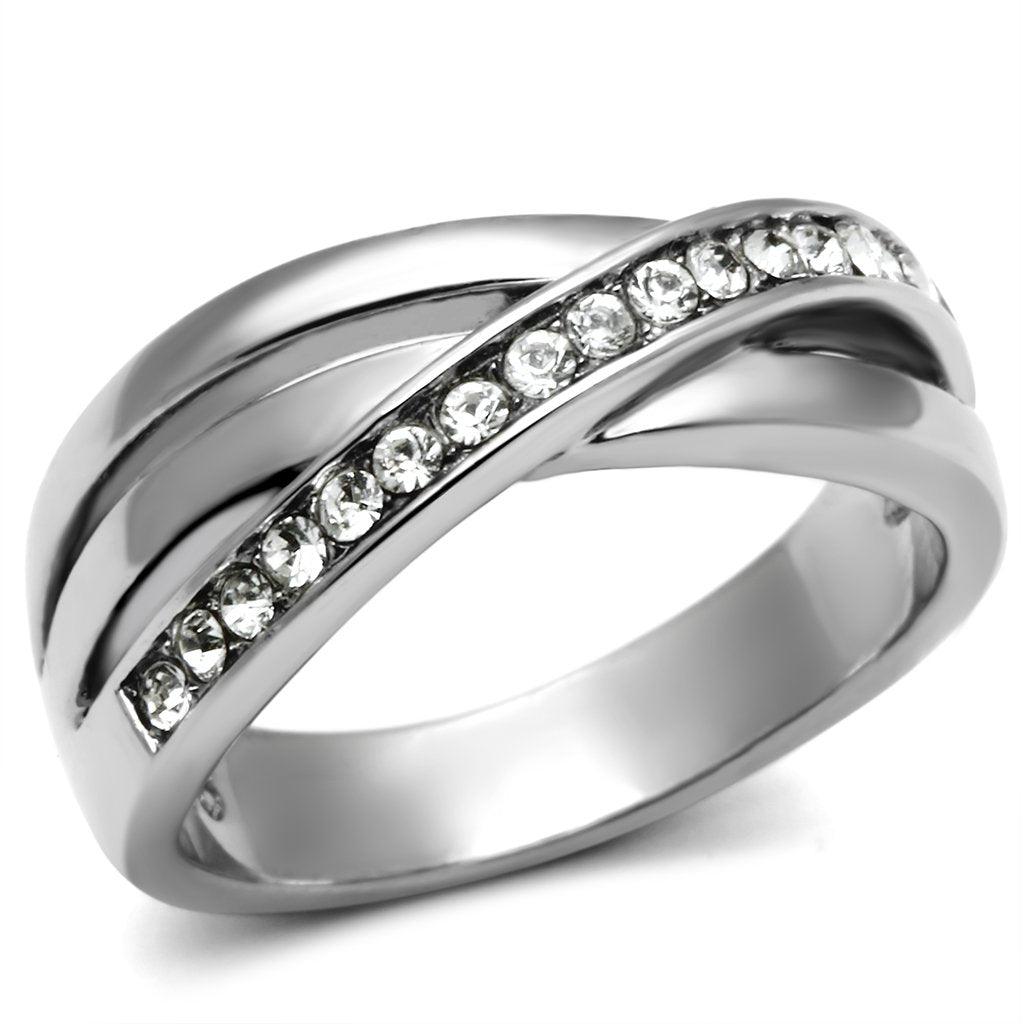 Silver Rings for Women Stainless Steel TK626 with Top Grade Crystal in Clear