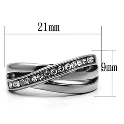 Silver Rings for Women Stainless Steel TK626 with Top Grade Crystal in Clear - Jewelry Store by Erik Rayo