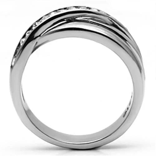 Silver Rings for Women Stainless Steel TK626 with Top Grade Crystal in Clear - Jewelry Store by Erik Rayo