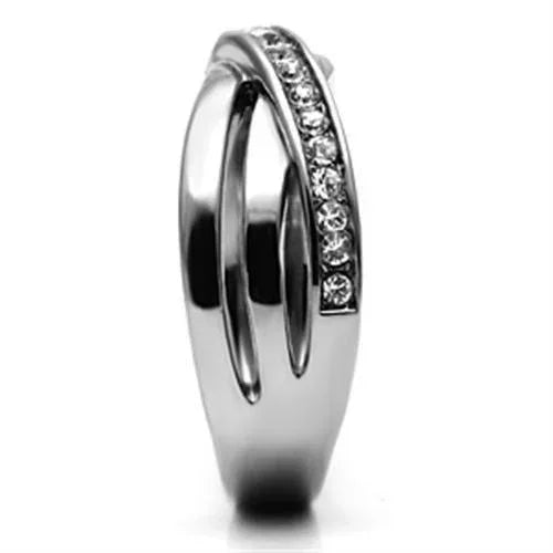 Silver Rings for Women Stainless Steel TK626 with Top Grade Crystal in Clear - Jewelry Store by Erik Rayo