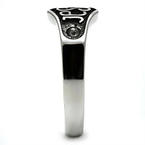 Jesus Ring for Men and Women Stainless Steel Christian with Top Grade Crystal in Clear - Jewelry Store by Erik Rayo