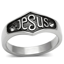 Load image into Gallery viewer, Jesus Ring for Men and Women Stainless Steel Christian with Top Grade Crystal in Clear
