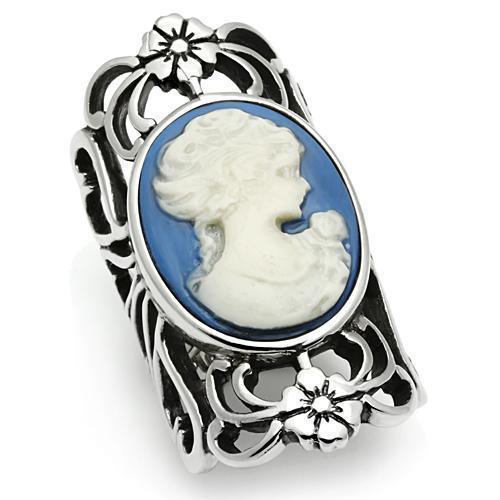 Silver Rings for Women Stainless Steel TK632 with Stone in Blue - Jewelry Store by Erik Rayo