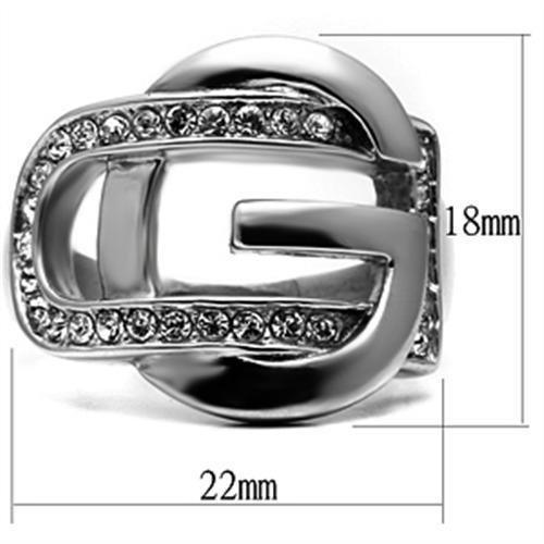 Silver Rings for Women Stainless Steel TK634 with Top Grade Crystal in Clear - Jewelry Store by Erik Rayo