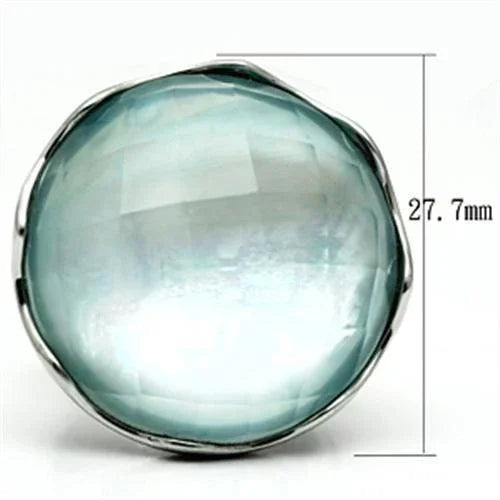 Silver Rings for Women Stainless Steel TK637 with Glass in Sea Blue - Jewelry Store by Erik Rayo