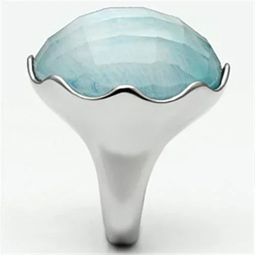 Silver Rings for Women Stainless Steel TK637 with Glass in Sea Blue - Jewelry Store by Erik Rayo