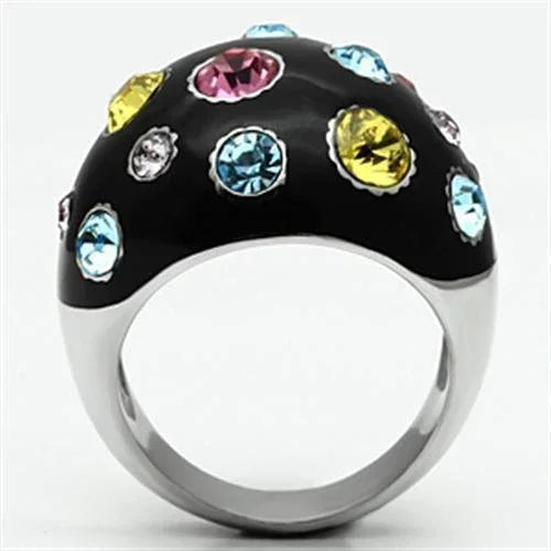 Silver Rings for Women Stainless Steel TK640 with Top Grade Crystal in Multi Color - Jewelry Store by Erik Rayo