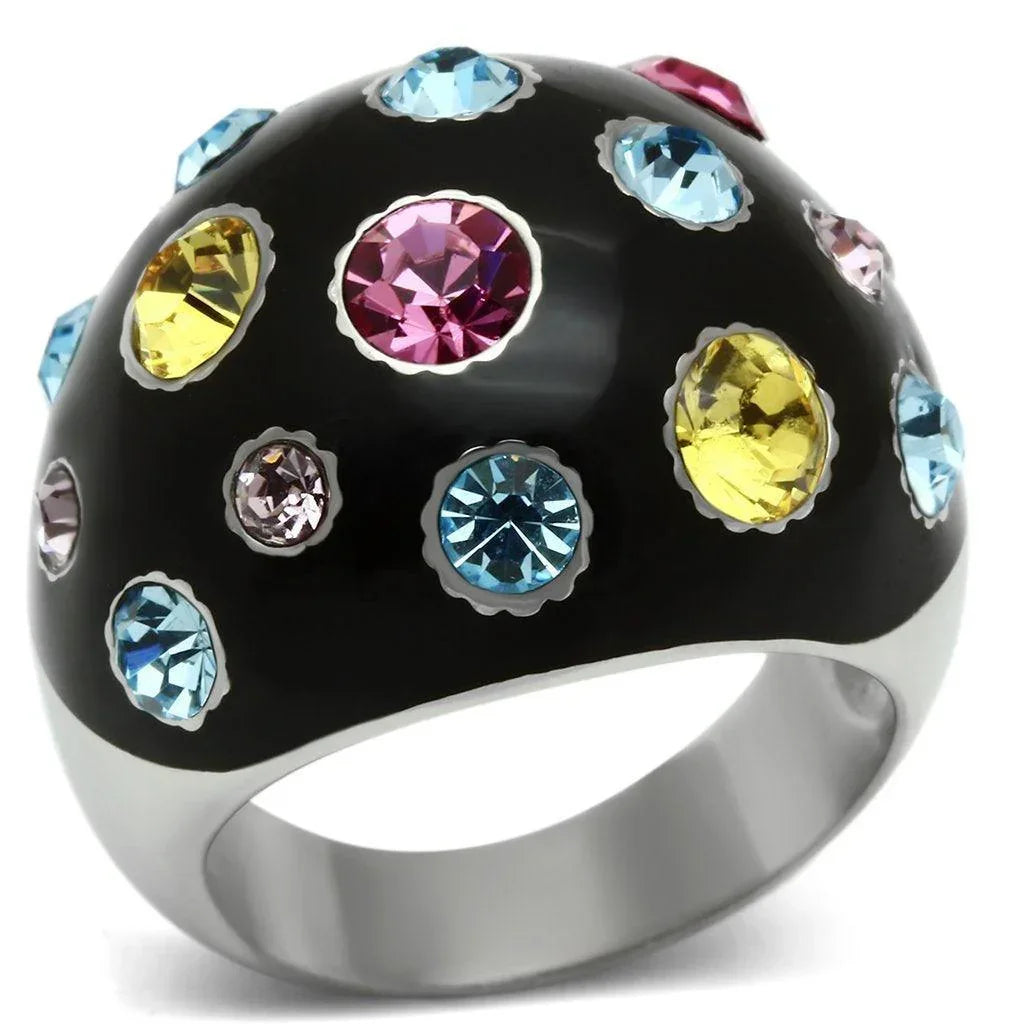 Silver Rings for Women Stainless Steel TK640 with Top Grade Crystal in Multi Color - Jewelry Store by Erik Rayo