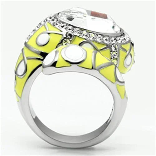 Silver Rings for Women Stainless Steel TK643 with Top Grade Crystal in Clear - Jewelry Store by Erik Rayo